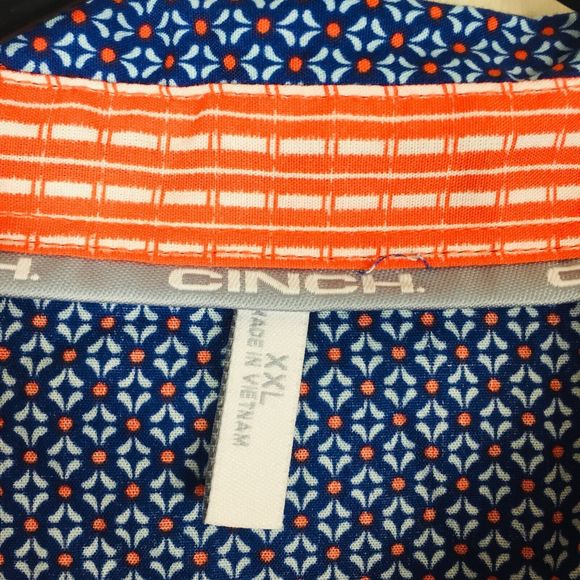CINCH Men Blue with Red Circles Button Up Pocket Long Sleeve Shirt Size XXL - Picture 2 of 12